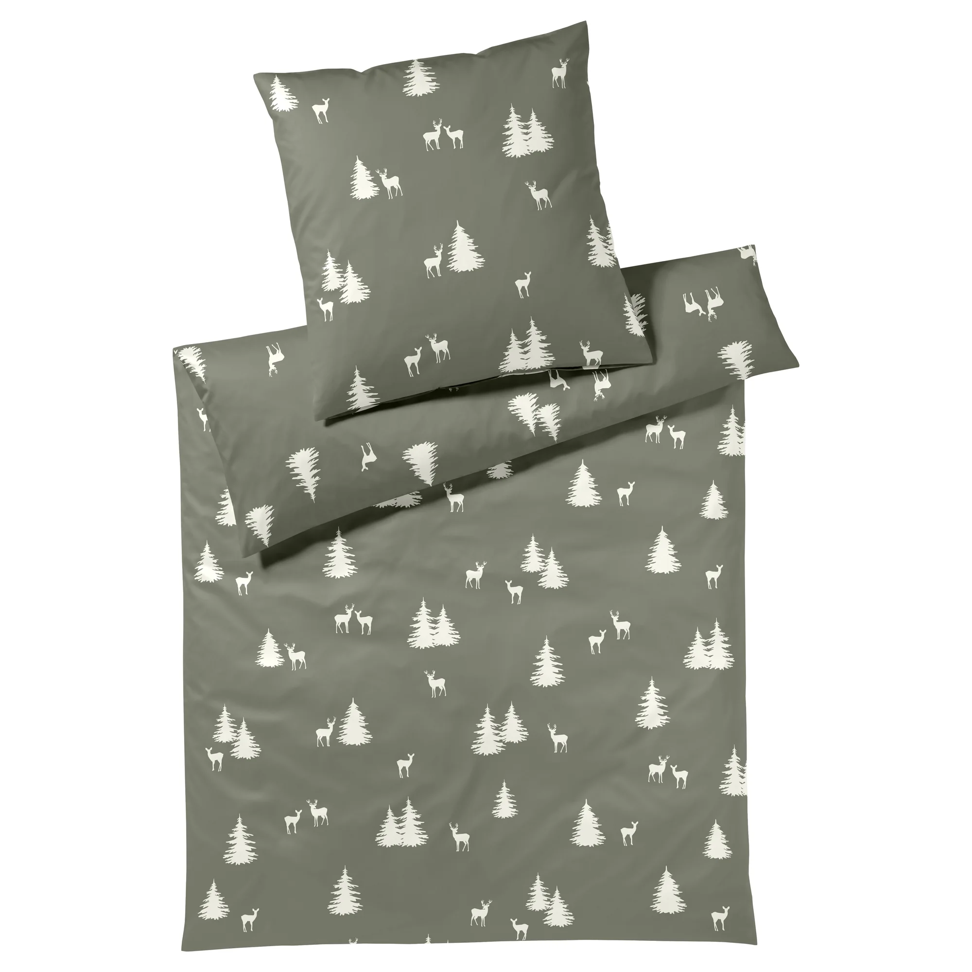 elegante Bettwäsche ALPIN Flanell Waldgrün