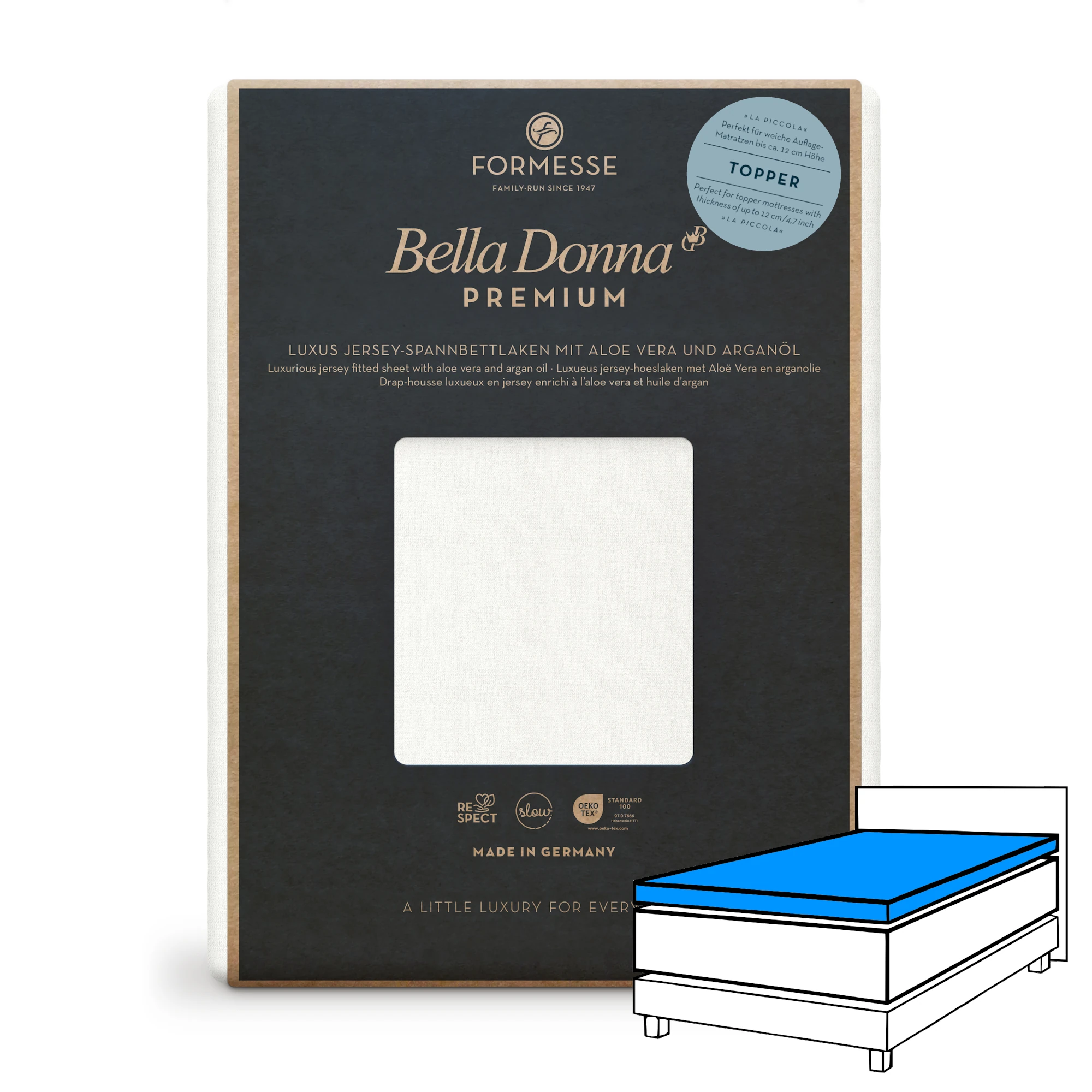 Bella Donna PREMIUM LA PICCOLA Spannbettlaken Jersey Wollweiß