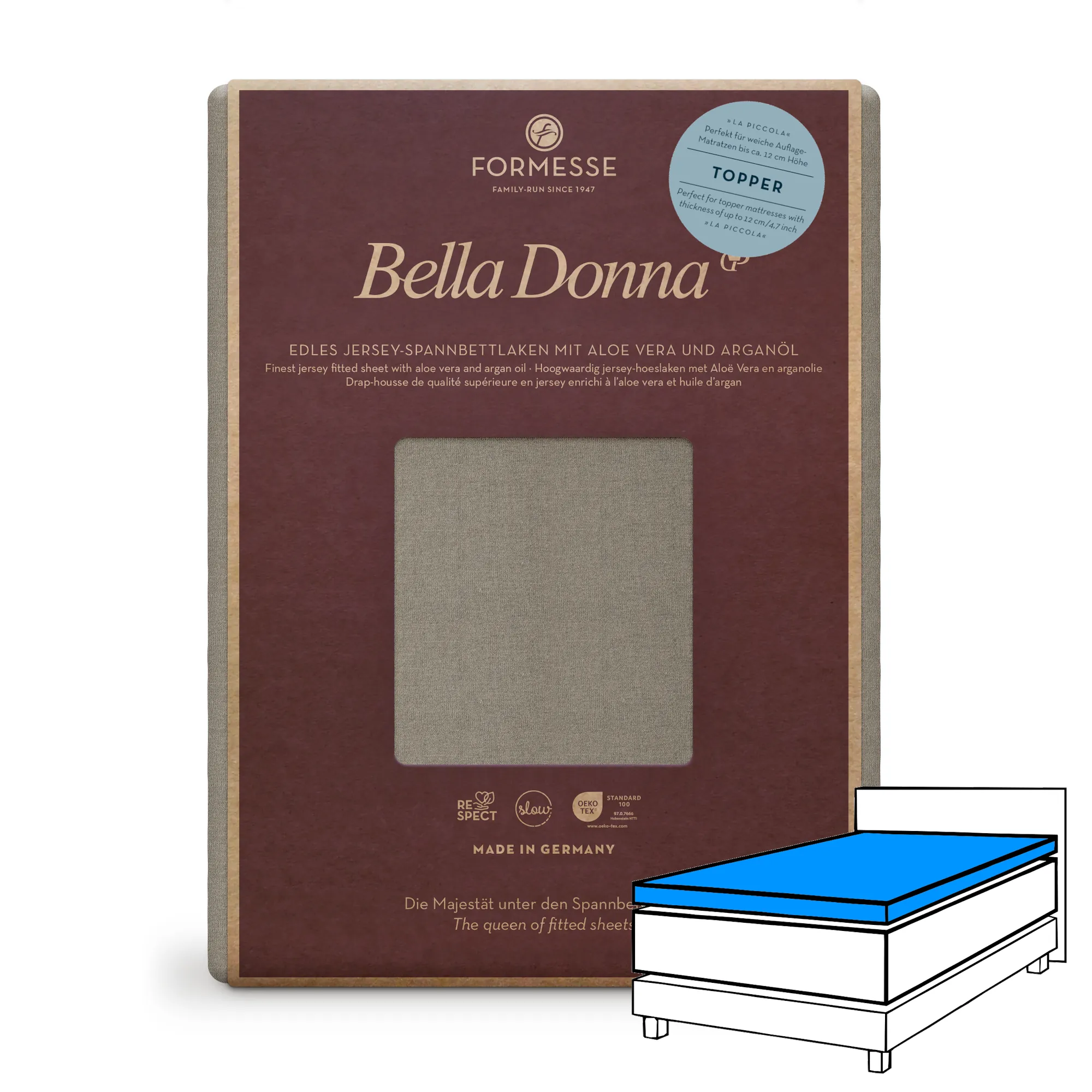 Bella Donna LA PICCOLA Topper Spannbettlaken Jersey Platin