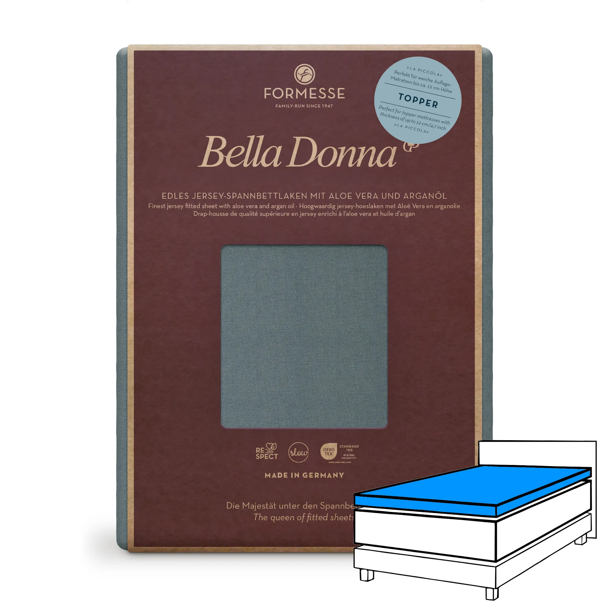 Bella Donna LA PICCOLA Topper Spannbettlaken Jersey Vintage Grau