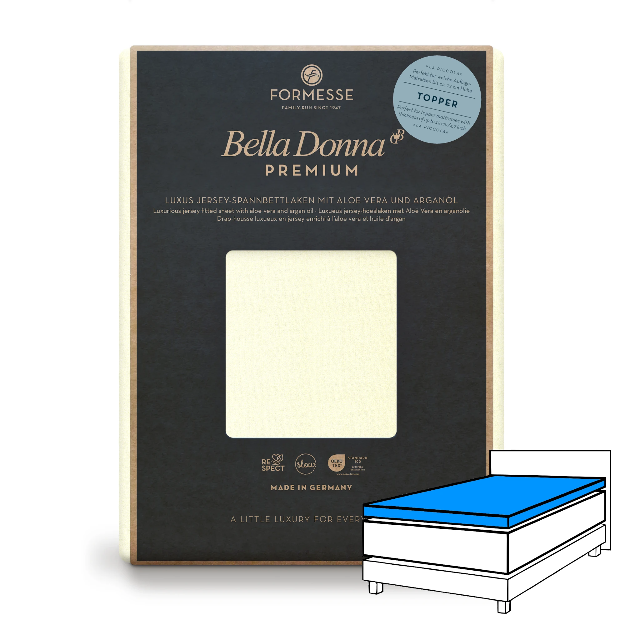 Bella Donna PREMIUM LA PICCOLA Spannbettlaken Jersey Natur Produktbild Bella Donna PREMIUM LA PICCOLA Spannbettlaken Jersey Natur