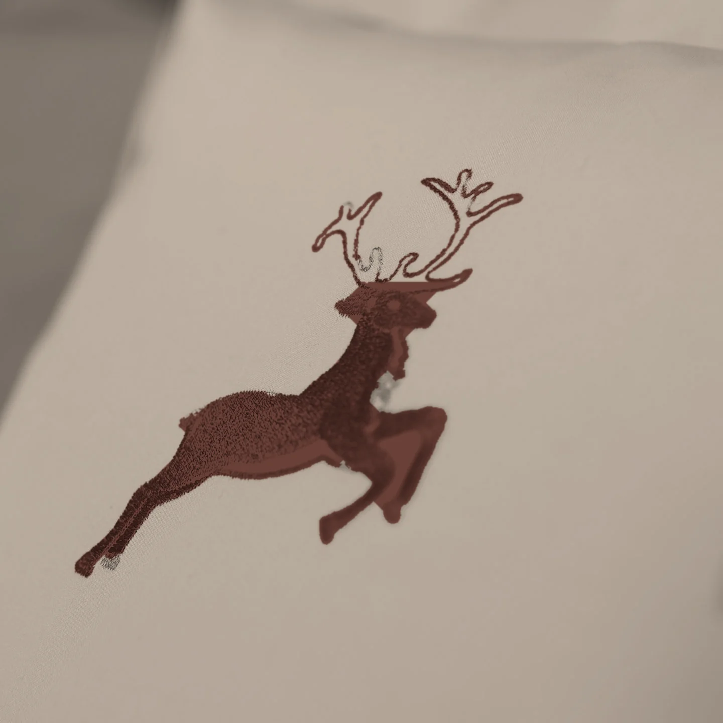 Graser Bettwäsche HIRSCH ohne Herz Feinsatin Elfenbein