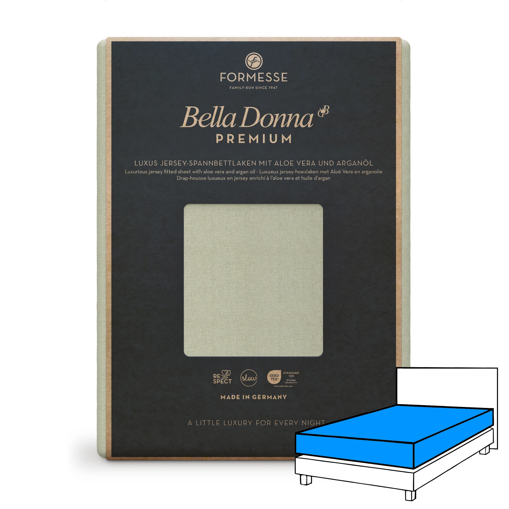 BELLA DONNA PREMIUM Spannbettlaken Jersey Graugrün 1